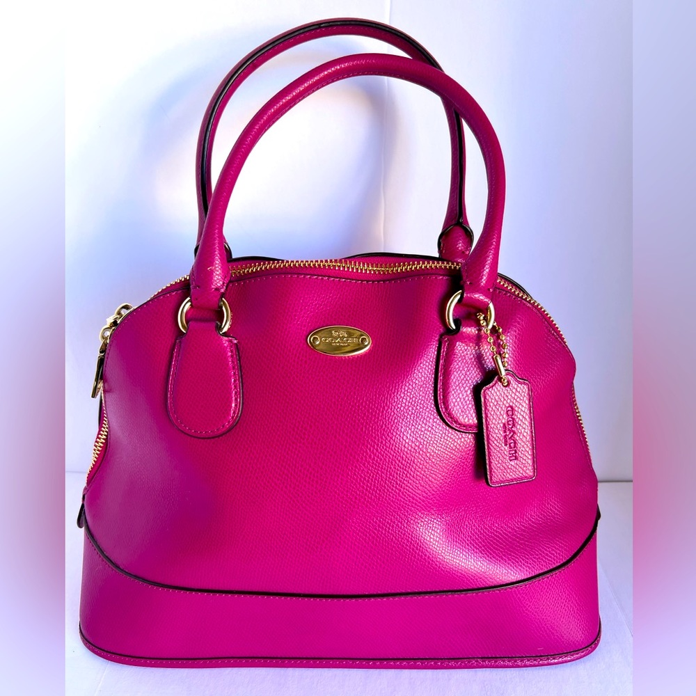 COACH hot pink purse with shoulder strap, EUC, gold accents
